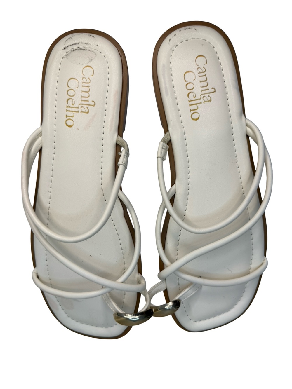 Camila Coehlo Venue Flat Sandals, White, Women's 8